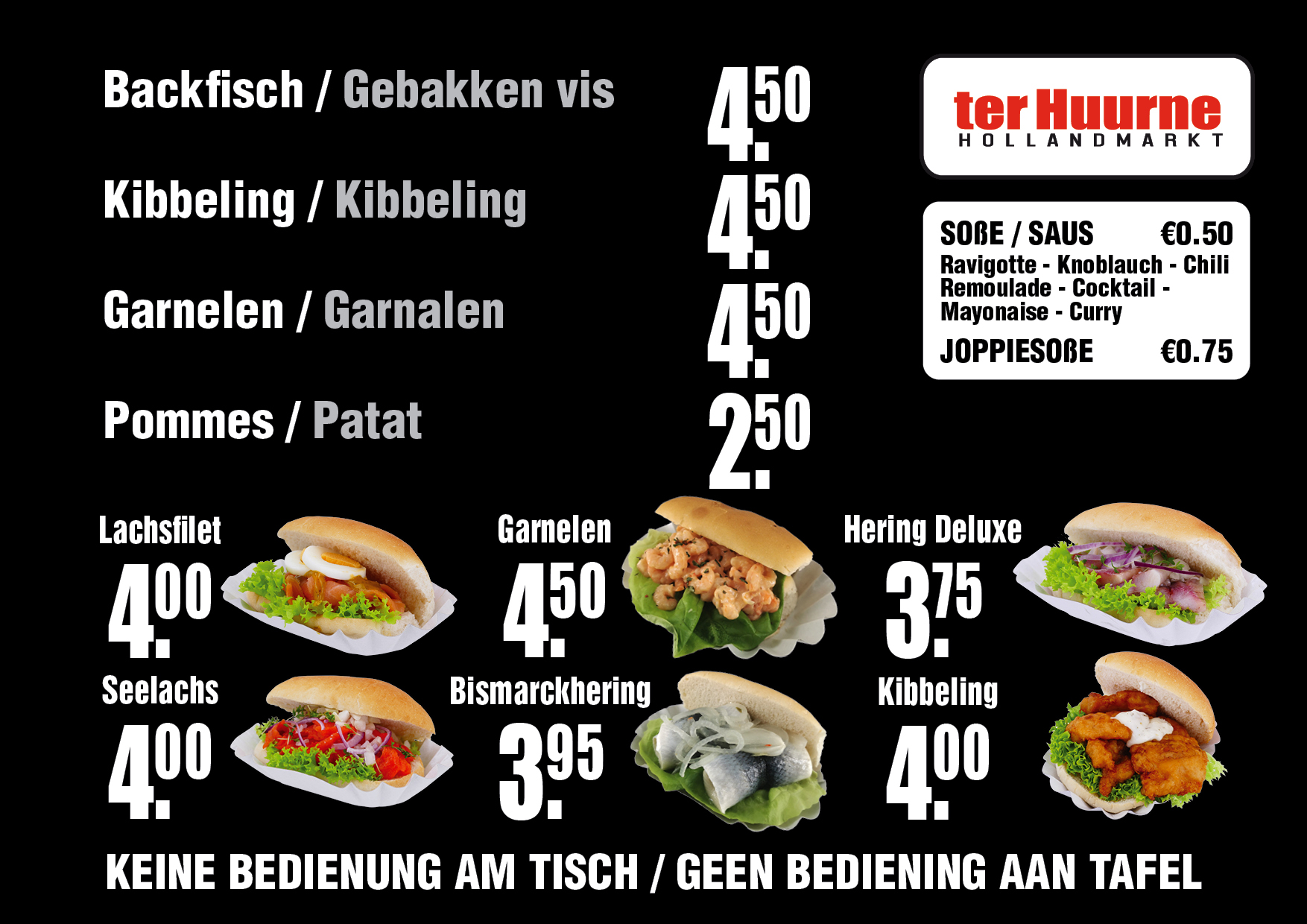 Menükarte Fisch ter Huurne